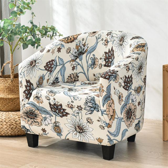 Чехол на кресло для ванны с цветочным рисунком, чехол для одноместного дивана из спандекса, Чехлы для дивана в богемном стиле, эластичные чехлы для отеля, гостиной