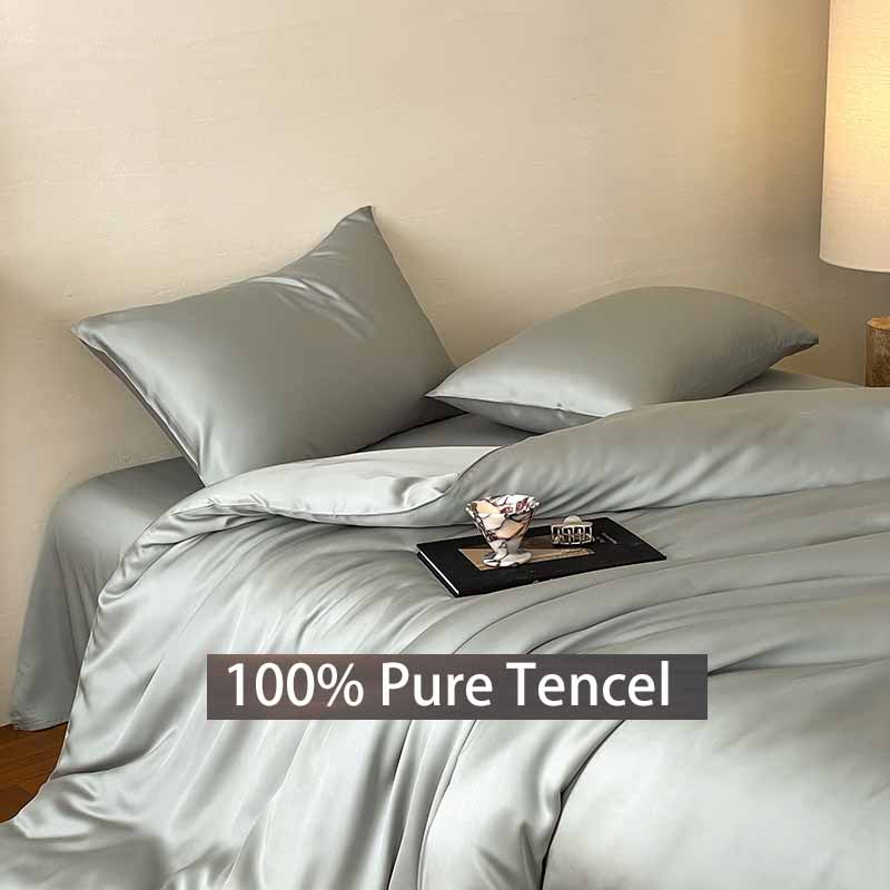 Роскошный комплект постельного белья из лиоцелла Tencel из 4 предметов: мягкая простыня на резинке и пододеяльник и наволочки, дышащее постельное белье для комфорта как в отеле