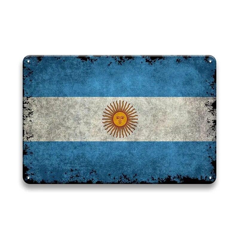 Metal Sign National Flag France Turkey Canada America Wall Decor Tin Sign Country Flag Home Decor Crafts Plaques Metal Poster