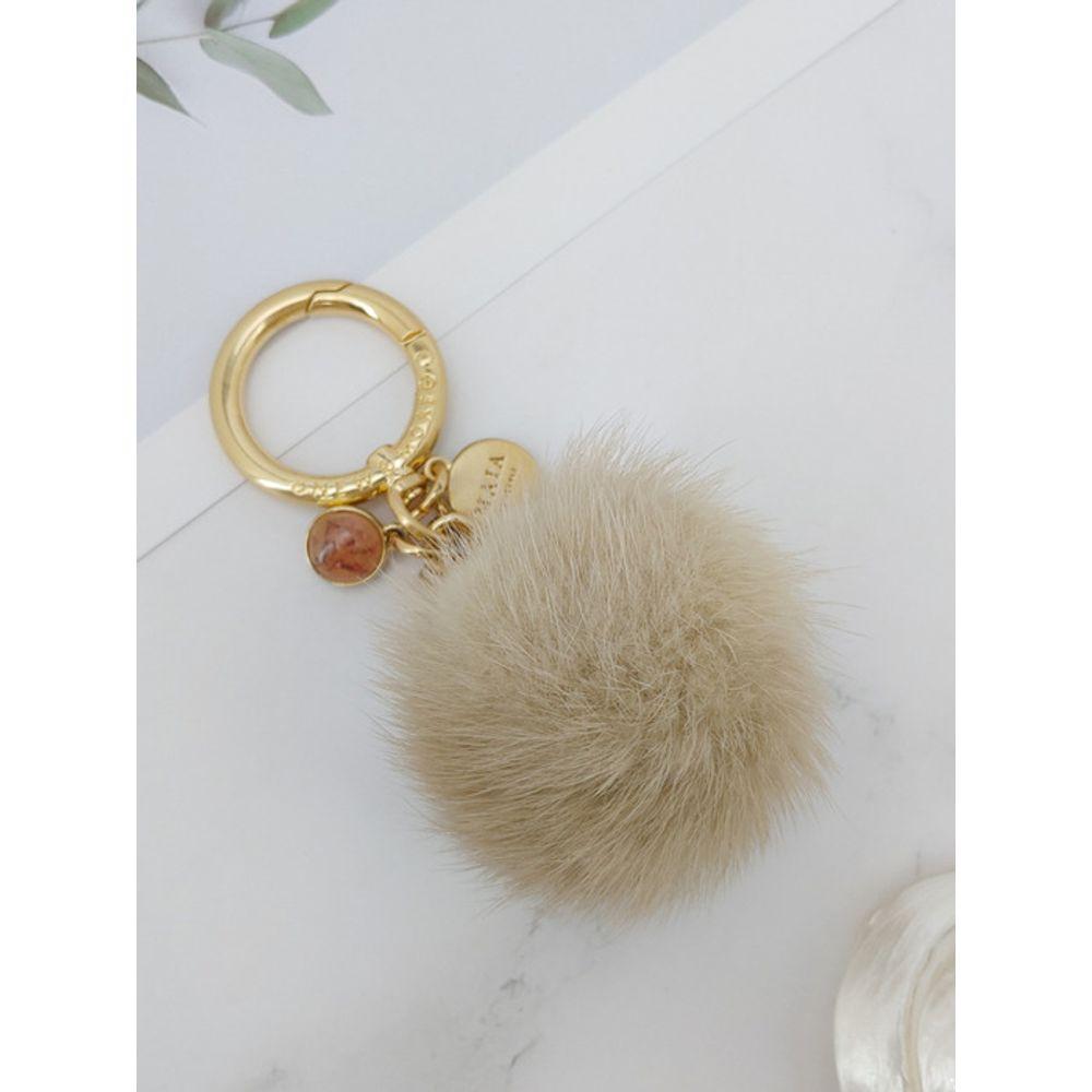MAIA Mink Fur Keychain & Charm - Beige