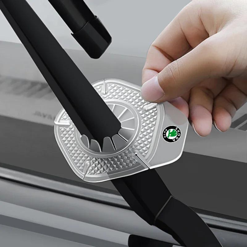 VJR1 2pc Car Windshield Wiper Arm Hole Protection Cover Protection Pad Silicone Dust Cover For SKODA Fabia1 2 Karoq Kodiaq Yeti Rapid
