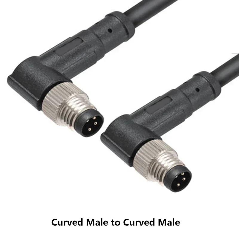 M8 10M PUR/PVC Unshield Cable 3Pin 4 5 6Pin 8Pin Waterproof Aviation Connector Male To Female Straight To Curved Power Adapter
