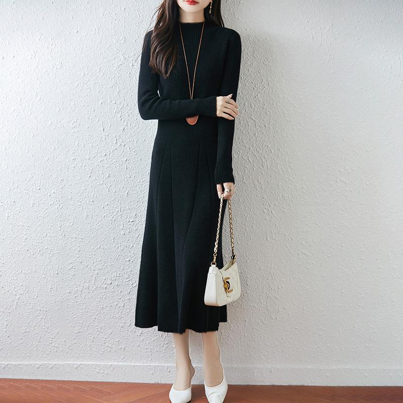 Женское платье-свитер 100% шерсть MODERN NEW SAGA Водолазка вязаный длинный пуловер зимние джемперы шерстяное длинное платье женское