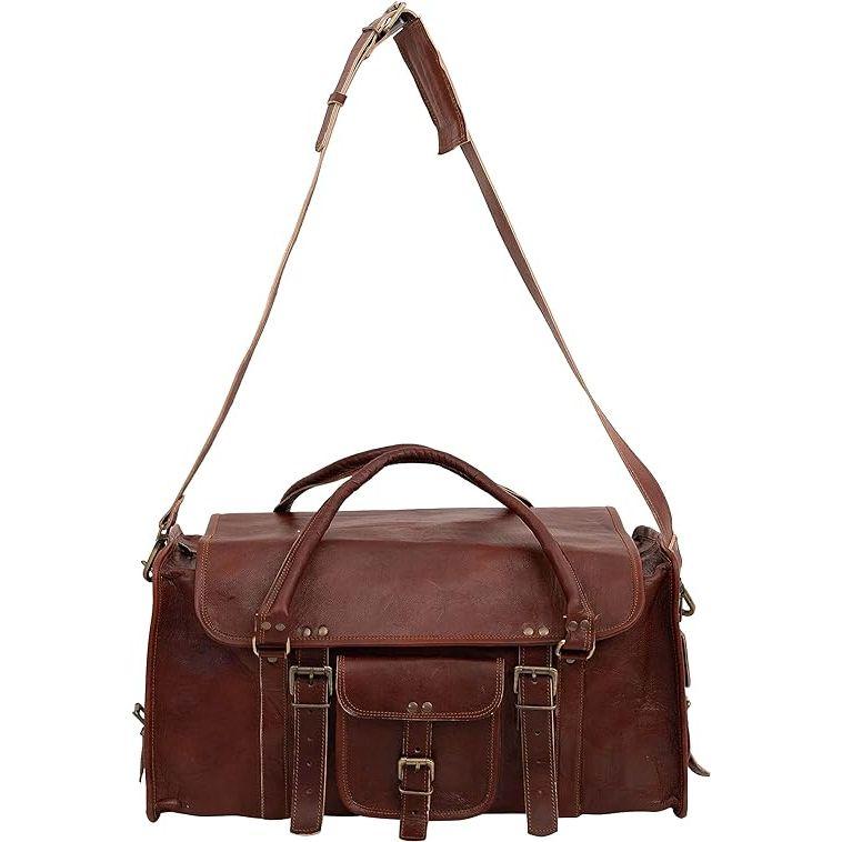 Кожаная спортивная сумка с большим клапаном Duffel Travel Gym Sports Overnight Weekender Кожаная сумка для мужчин и женщин