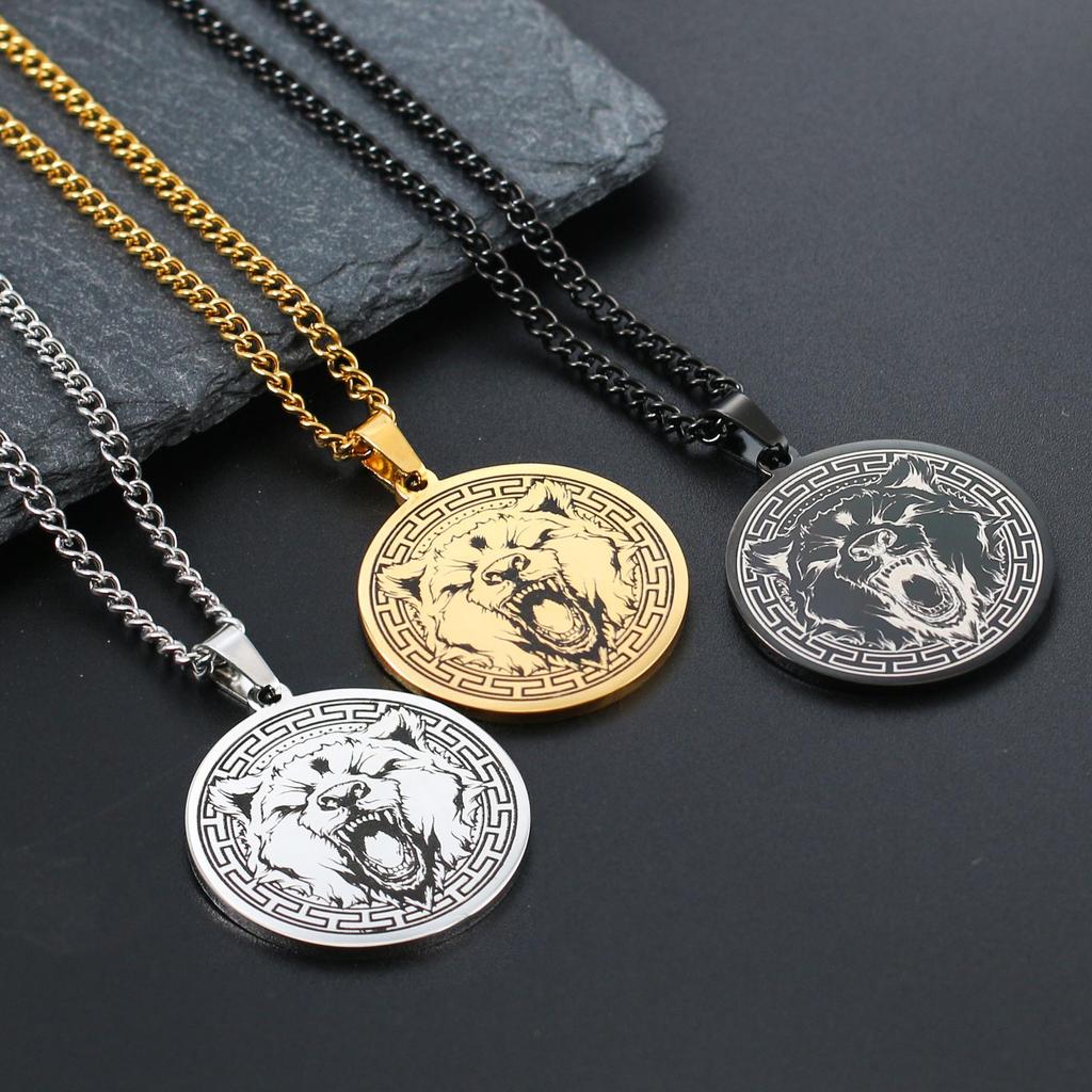 Bear Wolf Tiger Lion Elk Animal Mens Punk Pendant Necklace Stainless Steel Sweater Chains Women Choker Jewelry Gifts