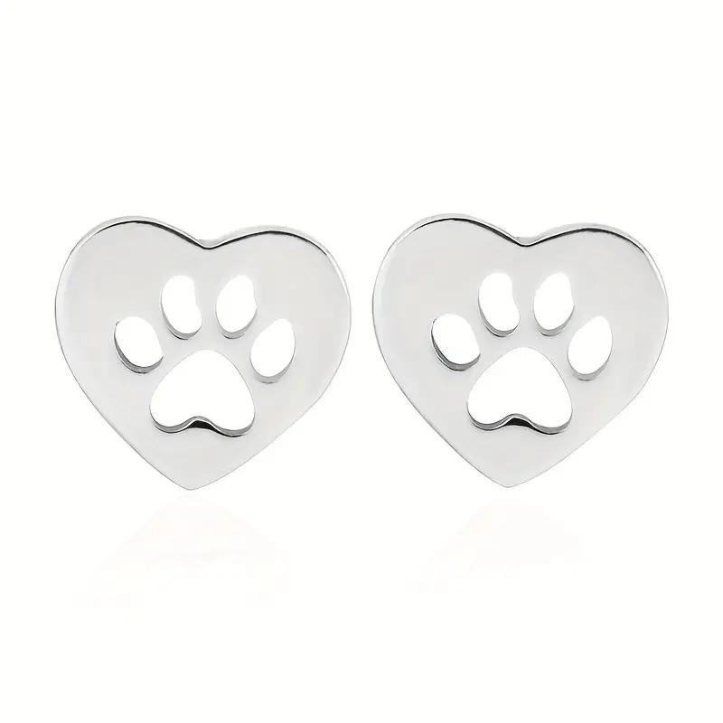 Huitan Милые серьги-пусеты в форме сердца со следом лапы питомца для женщин, Дизайн любви, Шикарные серьги для пирсинга для девочек, Оригинальный подарок, Ювелирные изделия с лапой животного