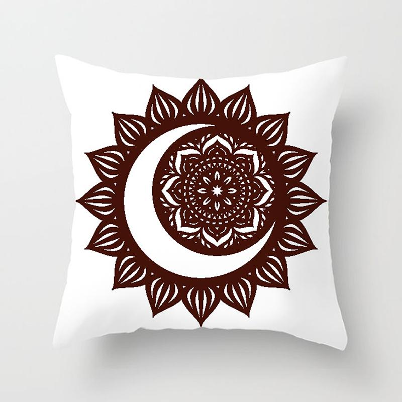 Home Bedroom Living Room Sofa Cushion Cover Decoration Sun Moon Mandala Series Pattern Printing Pillowcase