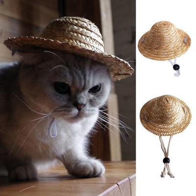 Соломенная шляпка для кошек