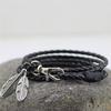 Fashion New Bangles Men Jewelry Accessories PU Leather Feather Charm Bracelets MIT
