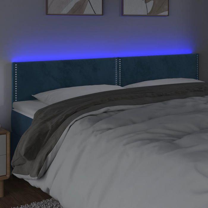 VidaXL LED Headboard Bedroom Furniture Double Bed Accessory Head of Bed Frame Interior Dark Blue 3121542