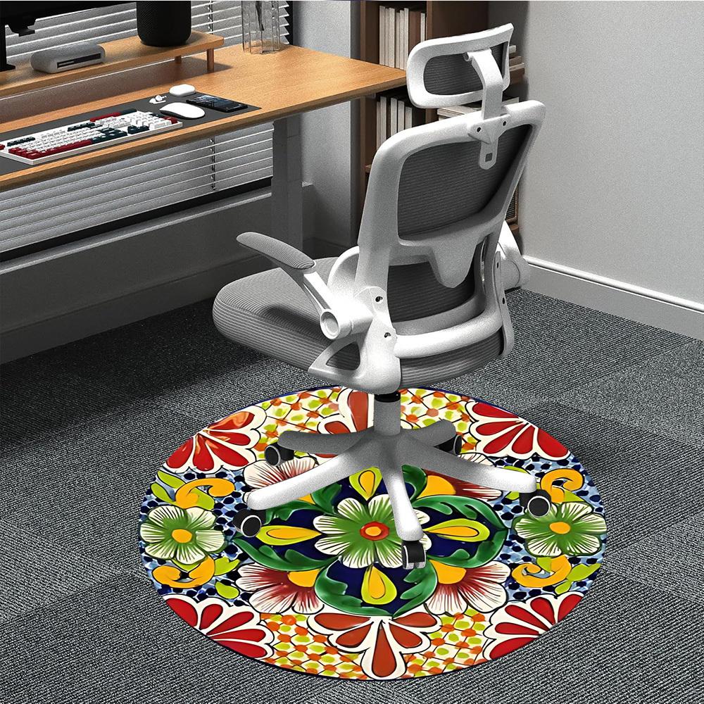 1pc Floral Design Chair Carpet for Office, Soft Comfortable Mat For Office, Living Room, Bedroom, Machine Washable Carpet yy251112050