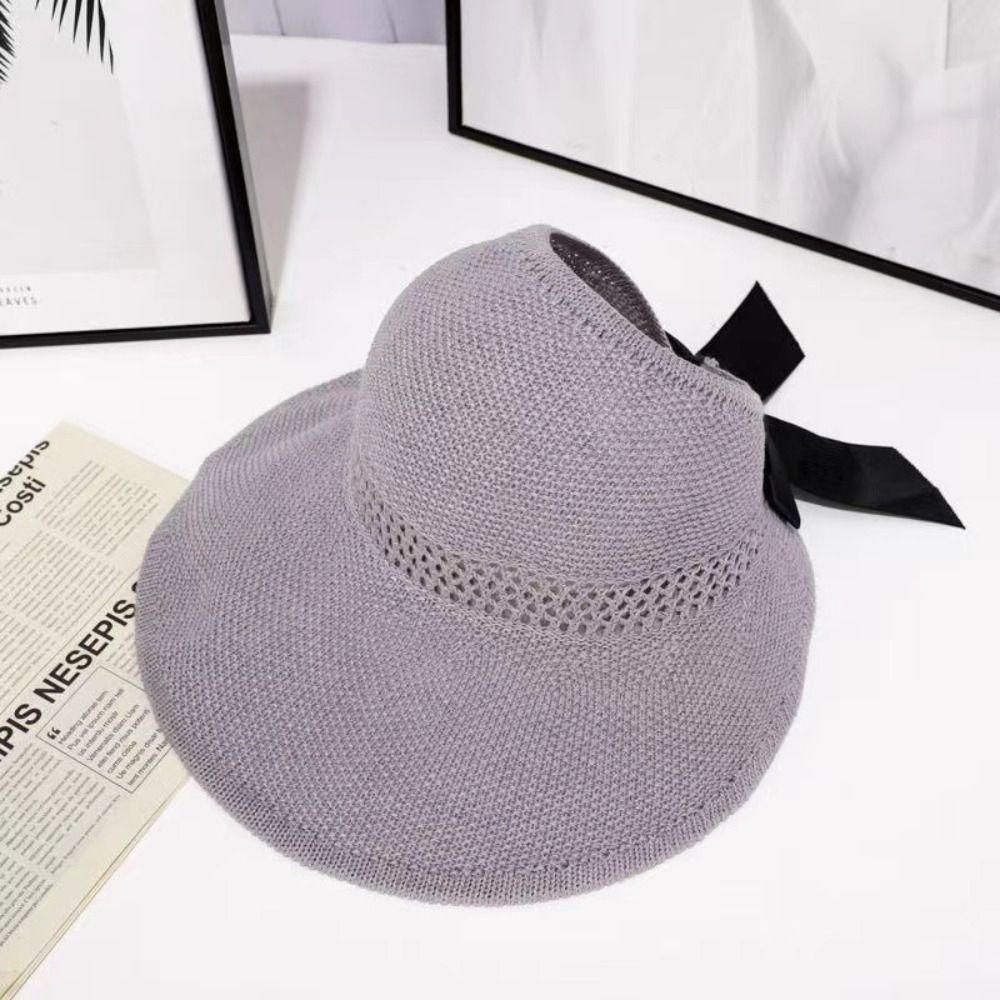 UV Protection Wide Brim Hat Ponytail Scallop Cap New Crochet Hat  Women