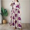 Short Sleeve Plus Size Cotton Vintage Floral New In Dresses for Women Casual Loose Long Summer Dress