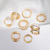 8 шт./компл., комплект колец в стиле хип-хоп с золотой цепочкой для женщин, простые кольца на палец с геометрическим рисунком в стиле панк, трендовые ювелирные аксессуары