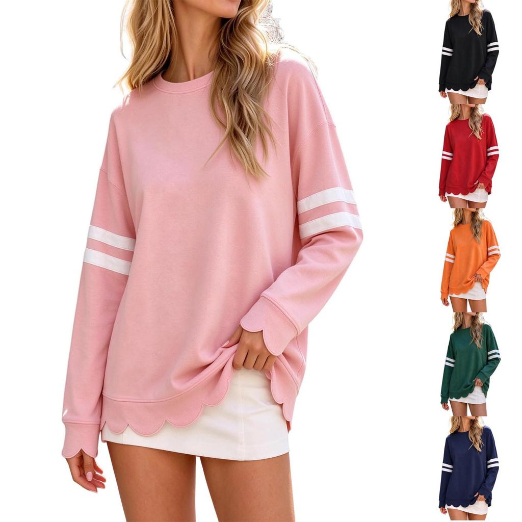 Women's Fashion Color Long Sleeve Pullover Sweatshirt for Casual Everyday Wear