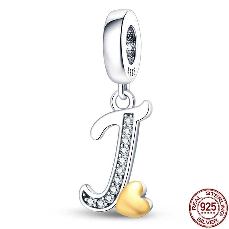 Оригинальный дизайн кулон циркон в форме сердца 26 английских букв AZ шарм бусины подходят 925 оригинальный браслет ожерелье ювелирные изделия