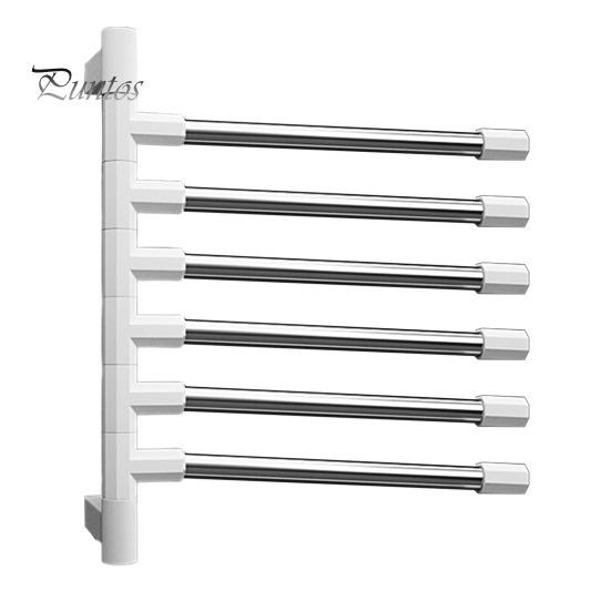 Вешалка для полотенец для ванной комнаты с вращающейся на 180 градусов штангой, простая установка без проколов, многослойная подвесная штанга для полотенец