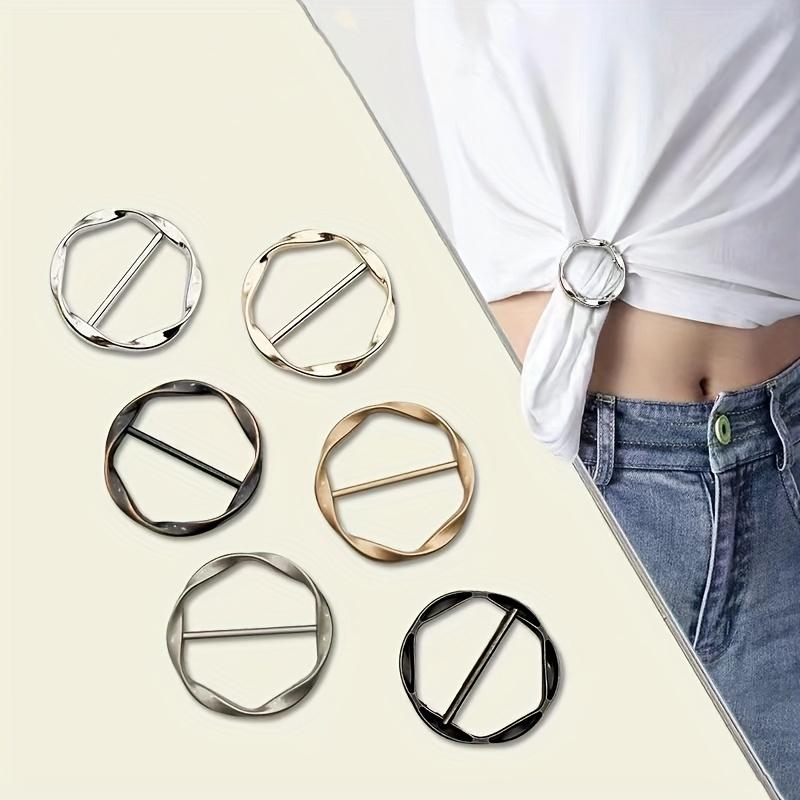 2/3pcs Three-speed Buckle, Aluminum Alloy T-shirt Garment Knotted Buckle Metal Circle Rings Women's Retro Cardigan Sweater Shawl Shirt Collar Clothes