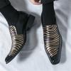 Новые мужские лоферы с острым носком, в стиле панк, с полосатым узором, для свадьбы, выпускного вечера, жениха, возвращения домой. Zapatos Hombre