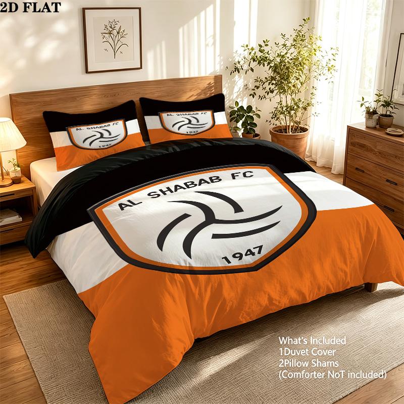 Alshabab Fc Pattern Bedding Quilt Set Quilt Cover Pillowcase Home Birthday Gift(1 * duvet cover + 2 * pillowcase, without core)
