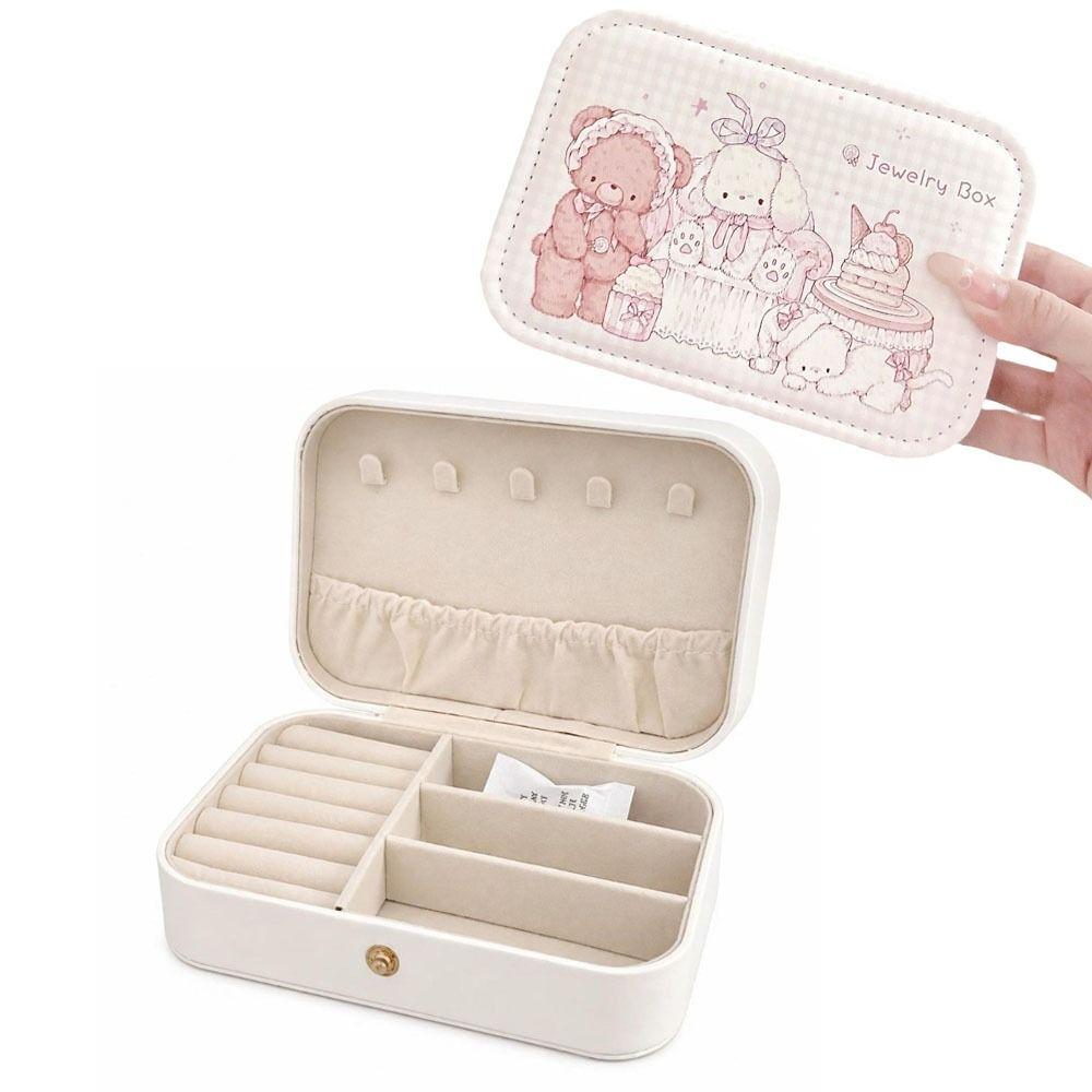 Cartoon Rabbit Cat Jewelry Storage Box PU Leather Portable Jewelry Box For Home Storage