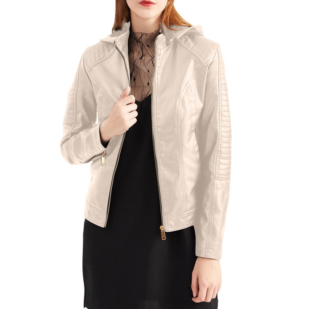 Женская кожаная куртка с капюшоном, короткая куртка на осень и зиму, теплая повседневная куртка