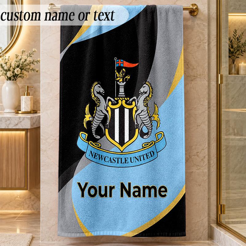 Пляжное полотенце Newcastle United FC С индивидуальным именем Текст Персонализированное Мягкое полотенце для пляжа Бассейна Дома Декор Подарок