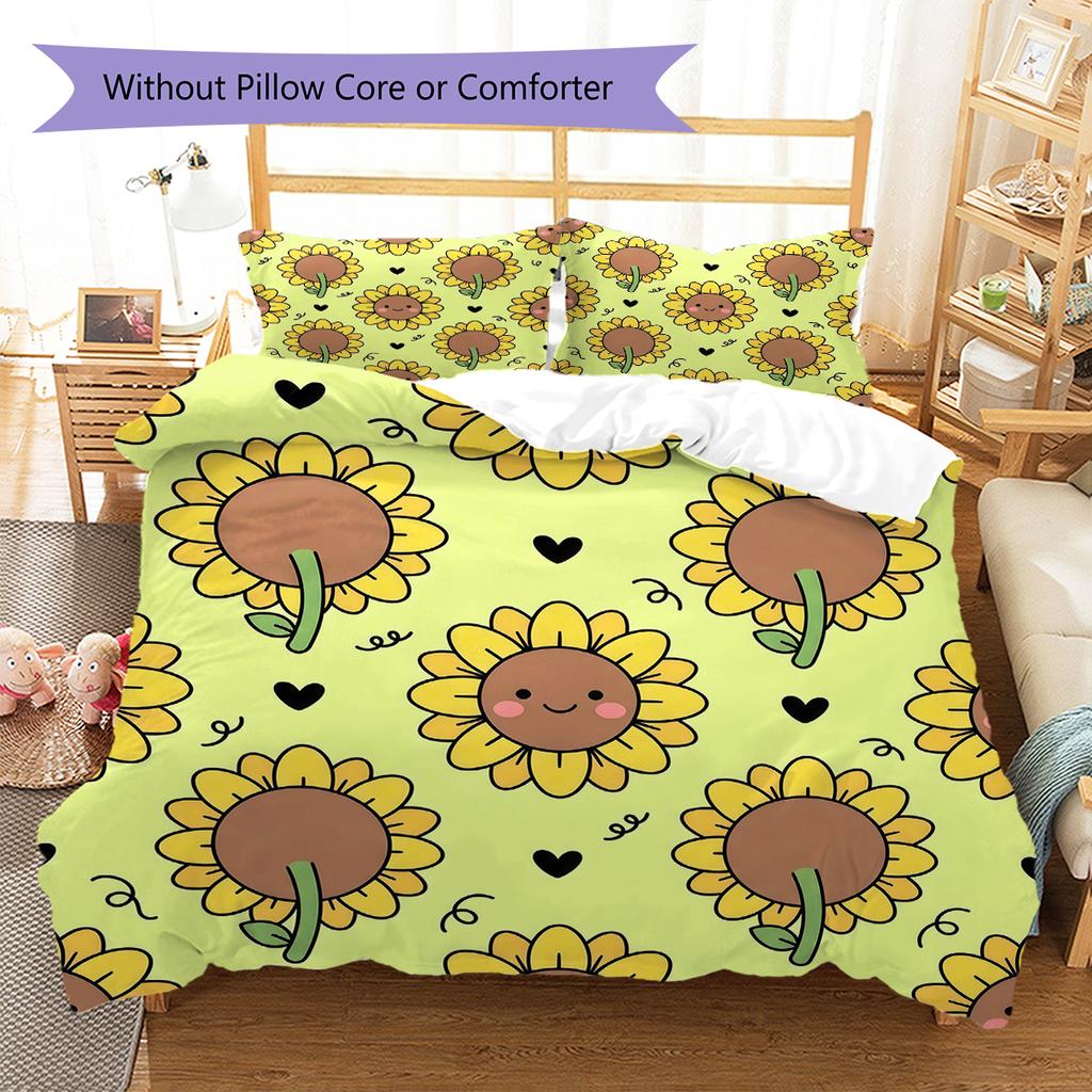 Cartoon Art Pattern Bedding,Quilt Set Quilt Cover Pillowcase Home Birthday Gift (1 * duvet cover + 2 * pillowcase, without core)