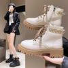 Женские ботинки на шнуровке 2024 года, модные белые ботильоны, мотоциклетные ботинки, женские короткие ботинки на толстом каблуке и платформе, Botas De Mujer
