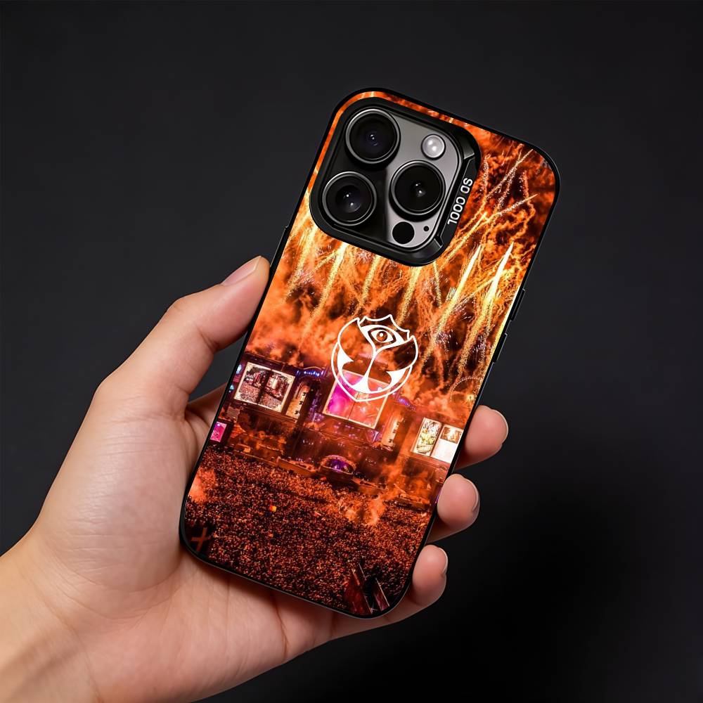T-Tomorrowland Phone Case For iPhone17, 16,15,14,13,12 Pro Max Black Candy Matte Shockproof Cover