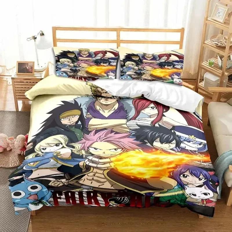 3D  Fairy Tail Bedding Set Bed Three-piece Set Duvet Cover Single Double Bed Queen Size Duvet Cover Set Adult Kid's Bedroom