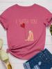 I Sloth You Heart Print Женская футболка с коротким рукавом и круглым вырезом Свободная женская футболка Женская футболка Топы Одежда Camisetas Mujer