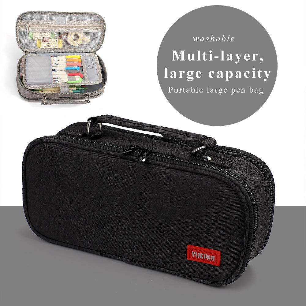 Многослойный холщовый пенал большой вместимости для студентов, простой и многофункциональный пенал, ручной органайзер для канцелярских принадлежностей