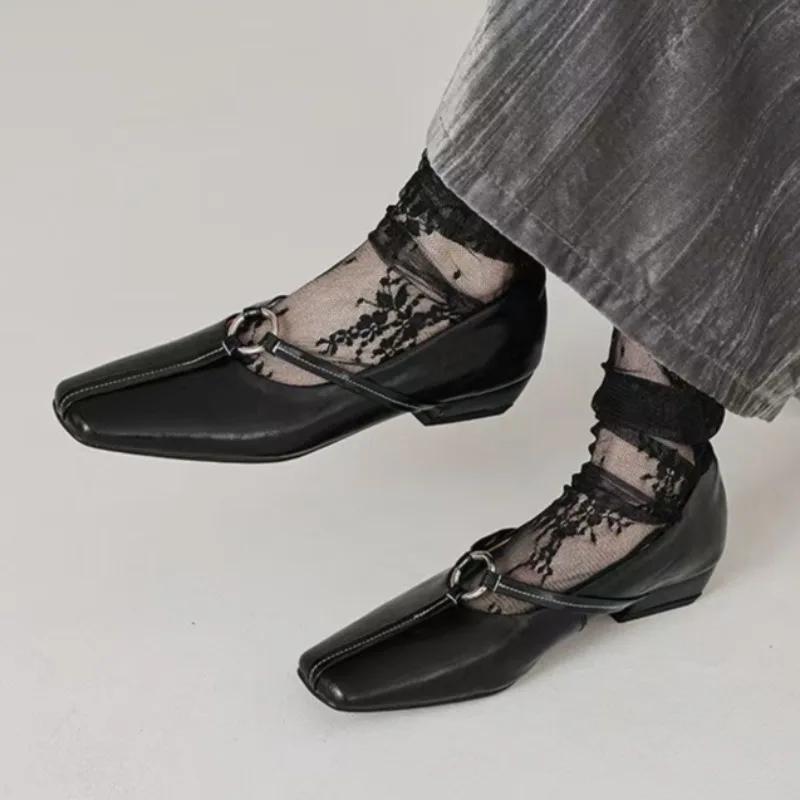 Роскошные туфли-лодочки женские лоферы дизайнерские однотонные винтажные туфли на среднем каблуке с квадратным носком кожаные туфли 2024Trend сексуальные туфли на высоком каблуке для вечеринок Mujer Zapatos