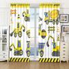 2pcs Cute Cartoon Car Truck Excavator Kids Boy Curtains Window Treatment for Bedroom Office Kitchen Living Room Study Home Decor