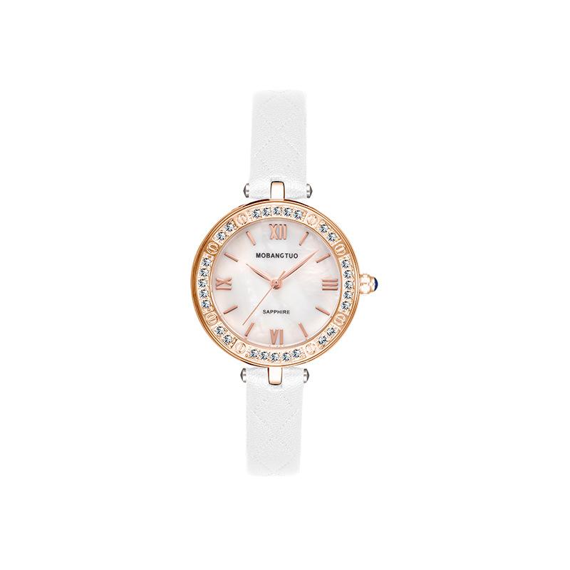 Fashion Diamond-Encrusted Ladies Watch Light Luxury Fritillary Round Dial Belt Waterproof Rose Gold Watch