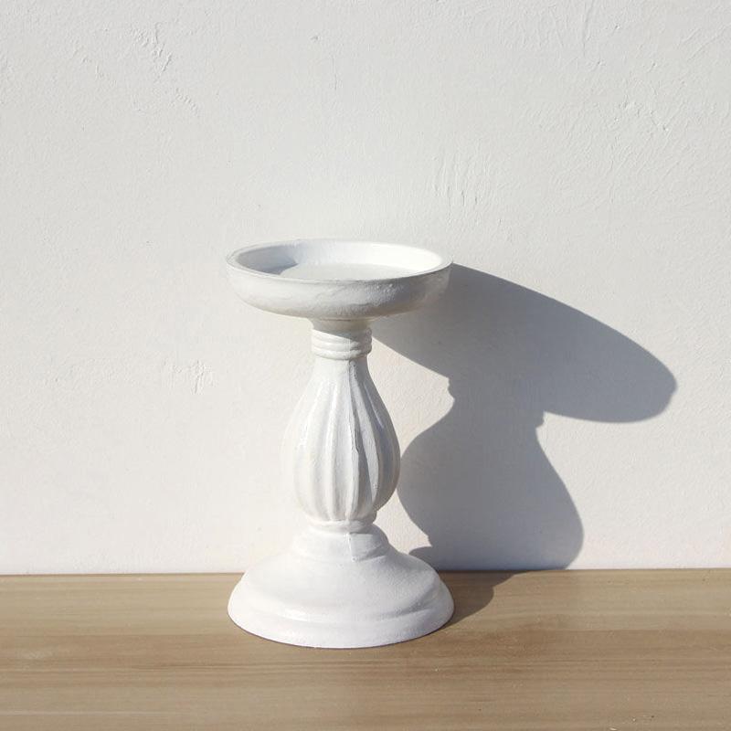 Vintage Wooden White Embryo Candlestick White Wood Powder Candlestick