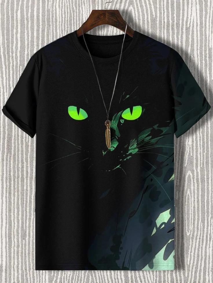 Funny Men's Animal Cat Printed T Shirt Short Sleeved Tees Tops 3D Print O-Neck Shirts Party Summer Casual Men's Clothing Apparel
