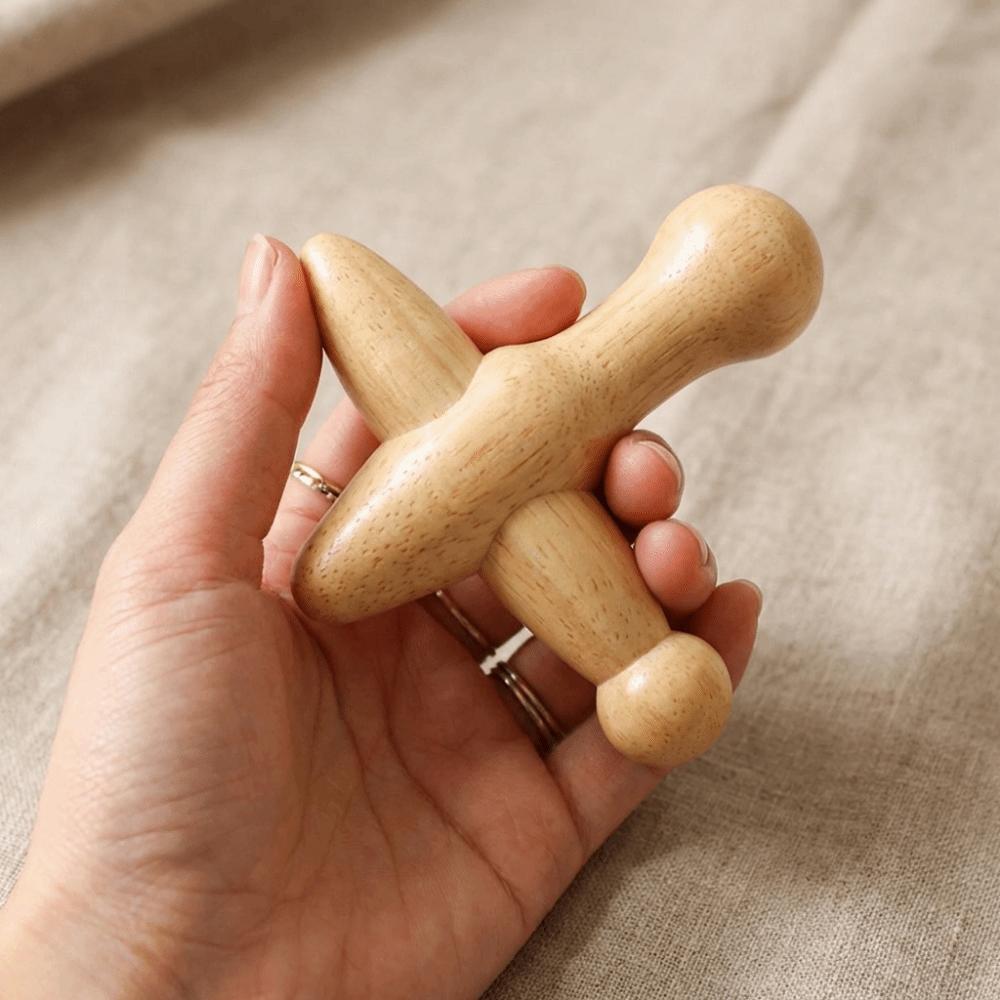 Handheld Wood Massage Roller Wood Trigger Point Massager Lymphatic Drainage