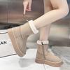 Универсальные теплые зимние сапоги на толстой подошве для женщин, новые ретро-сапоги из ворсистой хлопковой ткани, пушистые короткие сапоги.