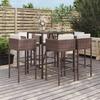 VidaXL Garden Bar Set with Cushions 7 Pcs Brown Poly Rattan, Bar Table Set, Bar Table and Chair, 3200656