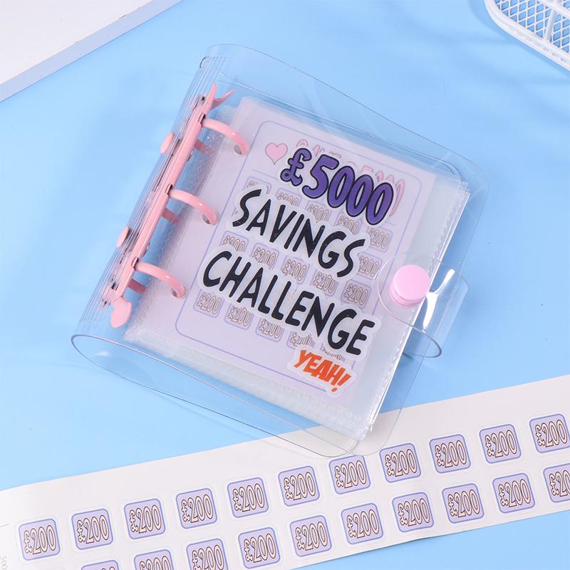 Мини-папка Savings Challenge £150/300/500/2100/5000 Папка для экономии денег, 3 отверстия, ПВХ-папка, блокнот, бюджетная книга для хранения наличных денег