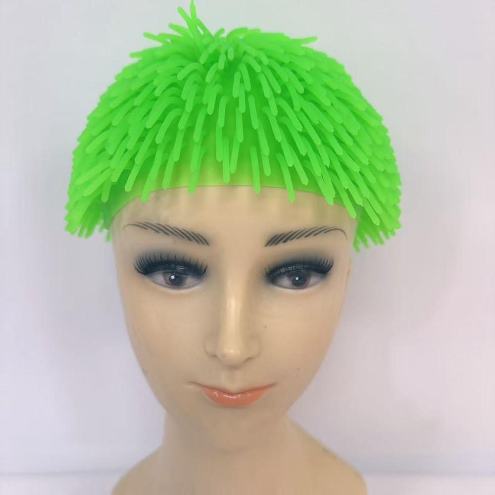Soft Rubber Long Hair Head Cover Funny Portable Party Hat Gifts Colorful Head Cover