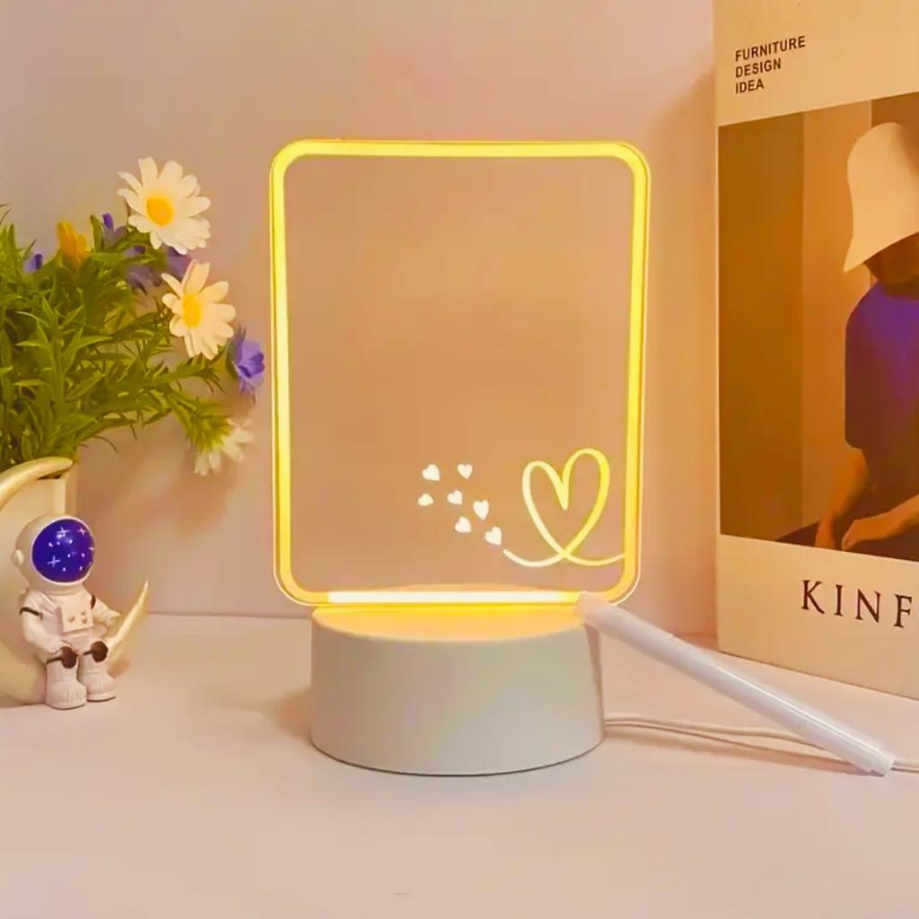 Современная креативная светодиодная настольная лампа со стираемой доской для письма и ручкой - используется для дома, комнаты, свадьбы, Рождества, праздничного украшения