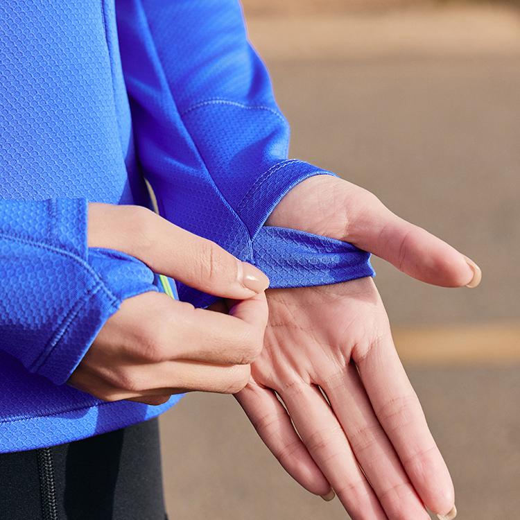 SAUCONY Однотонный повседневный трикотажный топ с воротником-стойкой, дышащий, с длинным рукавом, женский, топы, ярко-синий SC1230135A-BL02