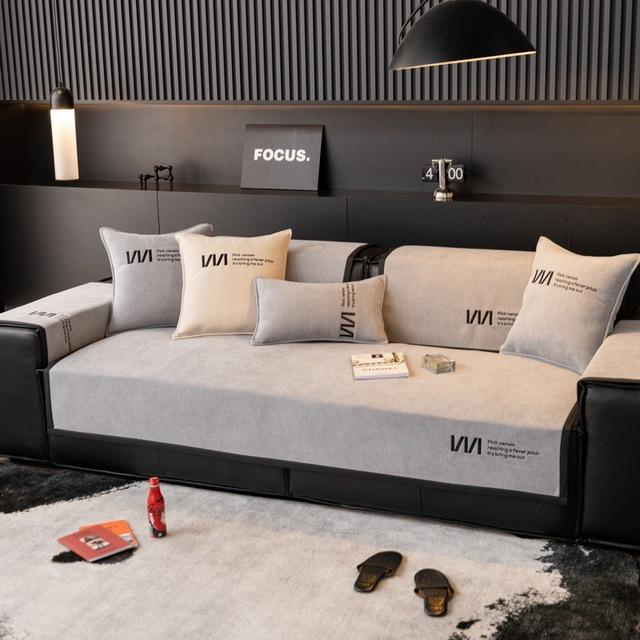 Легкий роскошный чехол для дивана из шенилла с вышитыми буквами для дивана в форме буквы L, чехол для кресла, защитная мебель