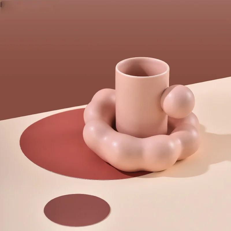 Главная Керамическая кружка Креативная форма Завтрак Кофейная чашка Пара Молочная чашка 280 мл Кофейная кружка Украшение гостиной Обеденная посуда