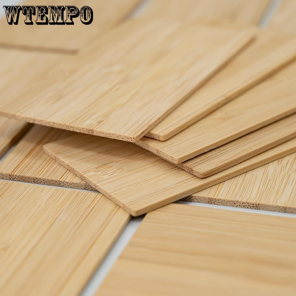 20-Pack Unfinished Bamboo Wood Planks for Carving and Crafts, Rectangular Blank Bamboo Panels