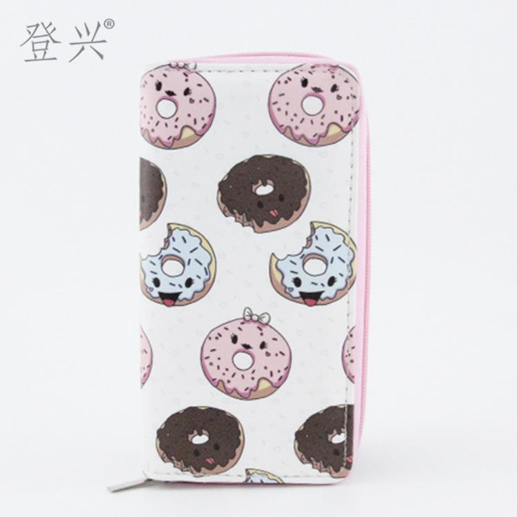 New Donut Cookie Combination PU Wallet Clutch Bag, Cartoon Wallet
