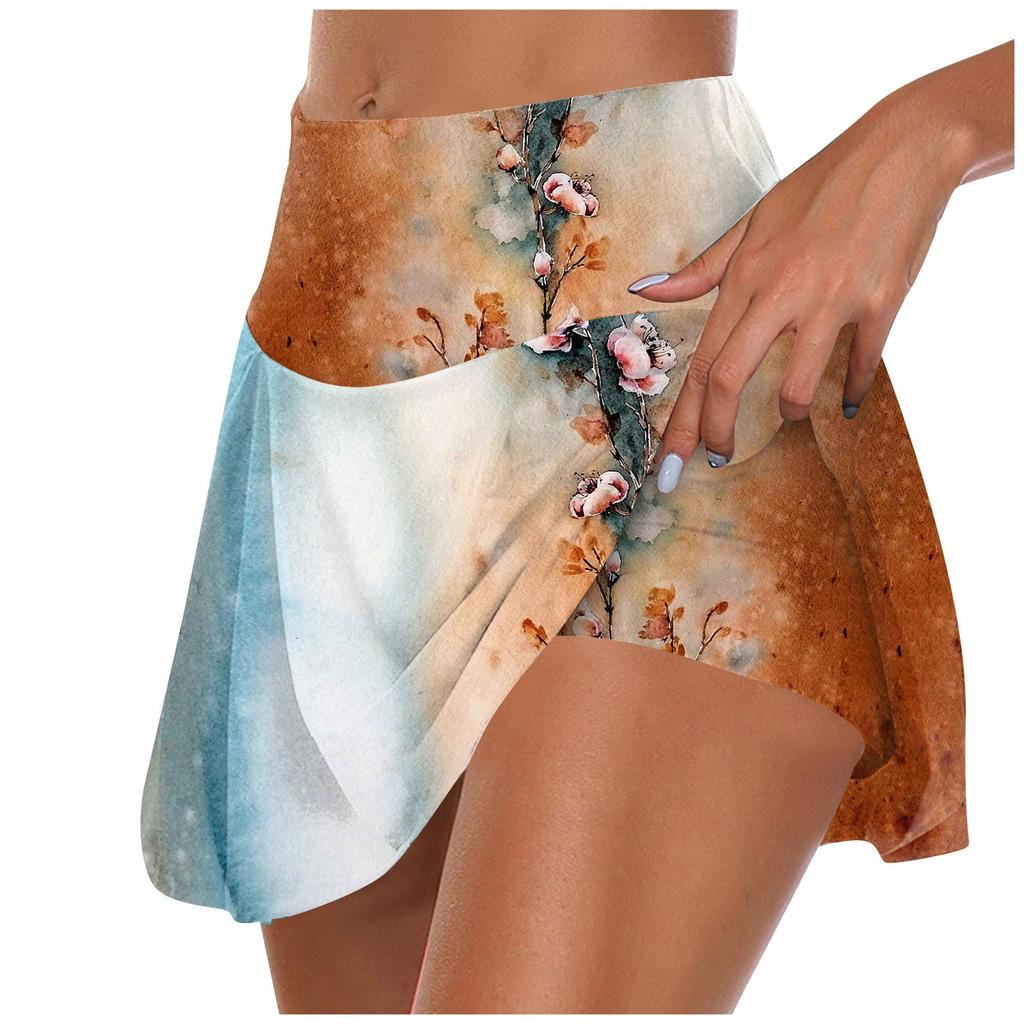 Женские спортивные эластичные плиссированные теннисные юбки для бега, йоги, внутренние шорты, эластичные спортивные шорты для гольфа